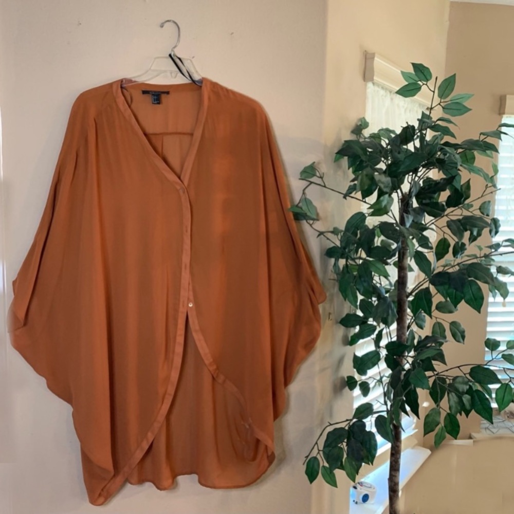 Forever 21 Shear Tunic/Coverup with Batwing sleeves. Pumpkin